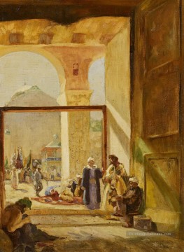Atrium de la mosquée omeyyade à Damas Gustav Bauernfeind orientaliste Peinture à l'huile